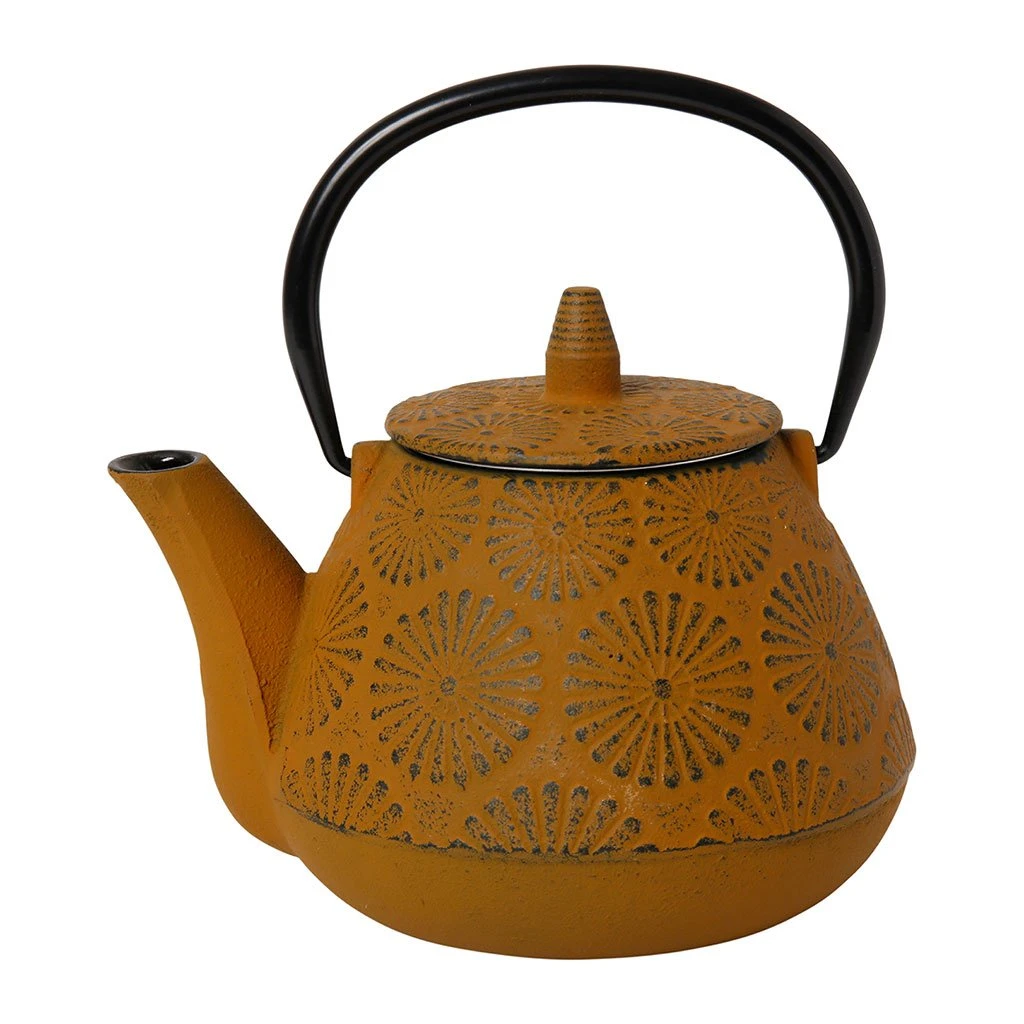 SEMA DESIGN Théière En Fonte Jaune Et Noir - Lotus 3 SEMA DESIGN Théière En Fonte Jaune Et Noir - Lotus