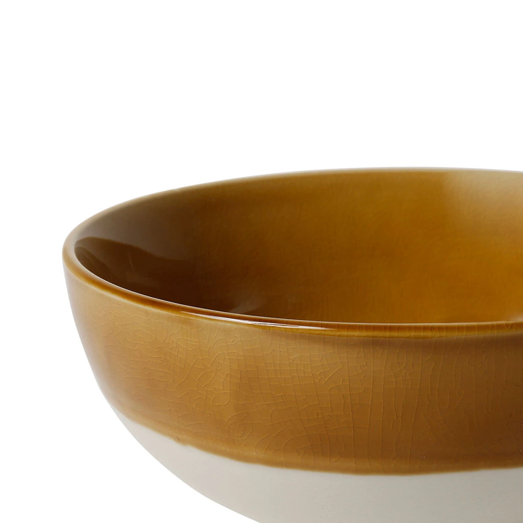 SEMA DESIGN Saladier En Grès Blanc Et Moutarde - Crakel 4 SEMA DESIGN Saladier En Grès Blanc Et Moutarde - Crakel – Image 2
