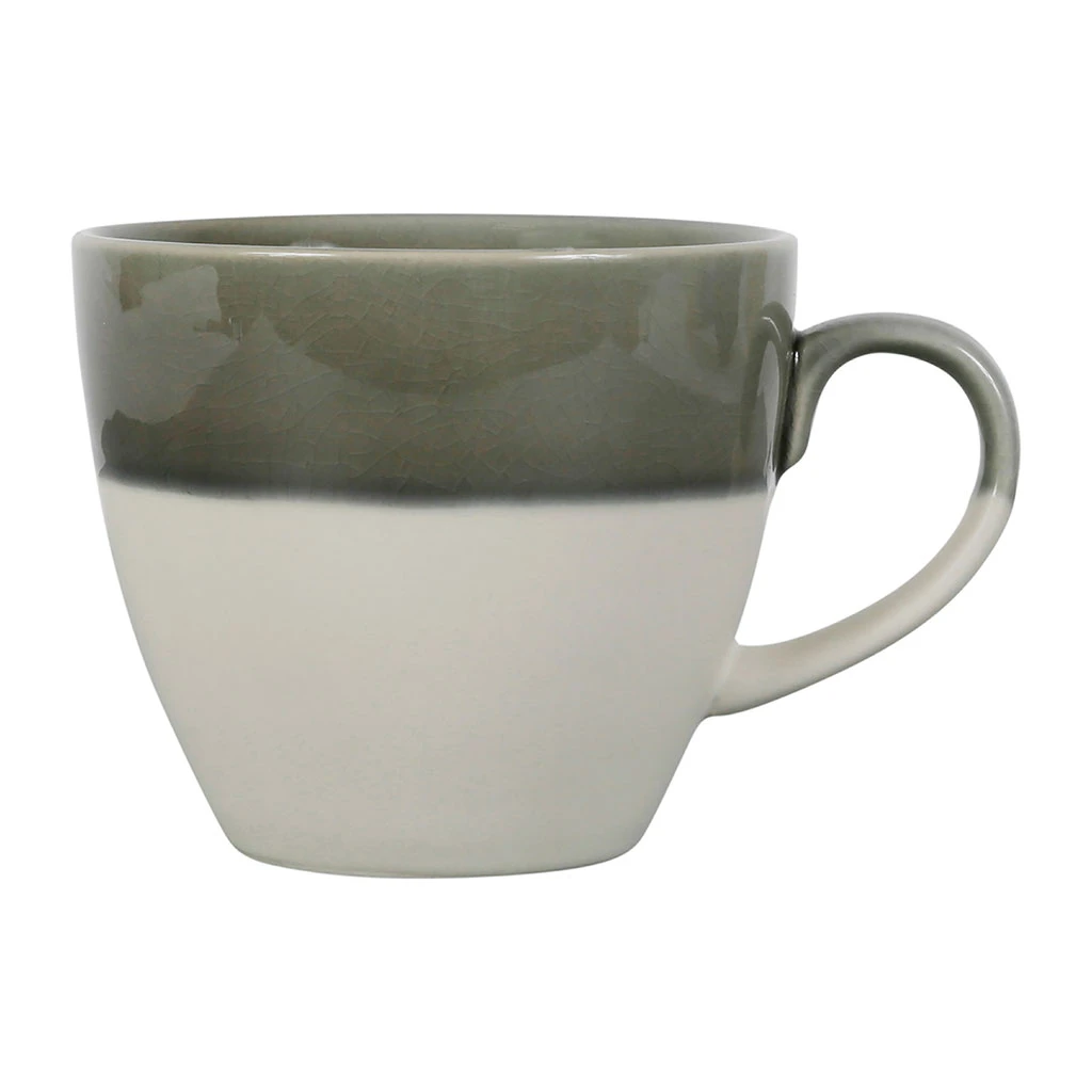 SEMA DESIGN Tasse En Grès Vert De Gris Et Blanc - Crakel 3 SEMA DESIGN Tasse En Grès Vert De Gris Et Blanc - Crakel
