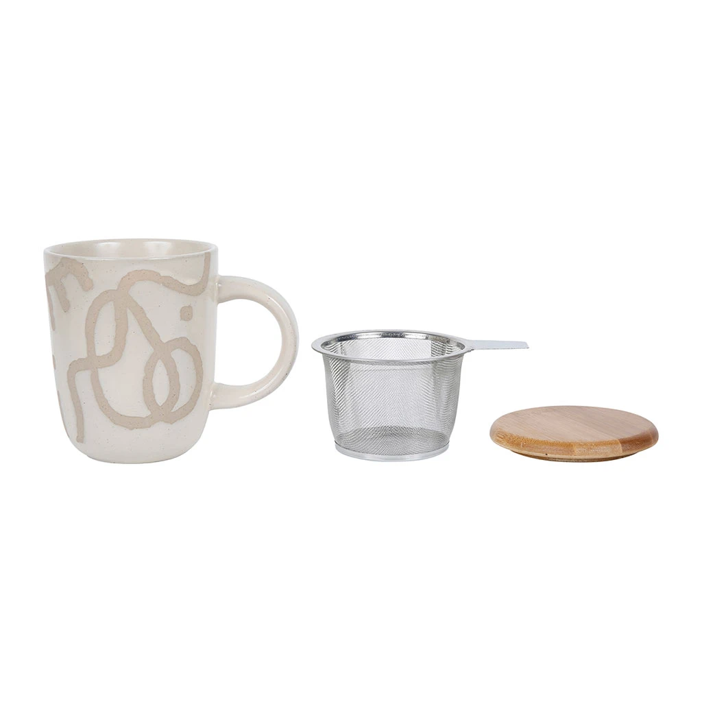 SEMA DESIGN Lot De 2 Tisanières Avec Filtre En Inox Visage Arty Noir Et Beige 42.5Cl - En Gres Et Acacia 4 SEMA DESIGN Lot De 2 Tisanières Avec Filtre En Inox Visage Arty Noir Et Beige 42.5Cl - En Gres Et Acacia – Image 2