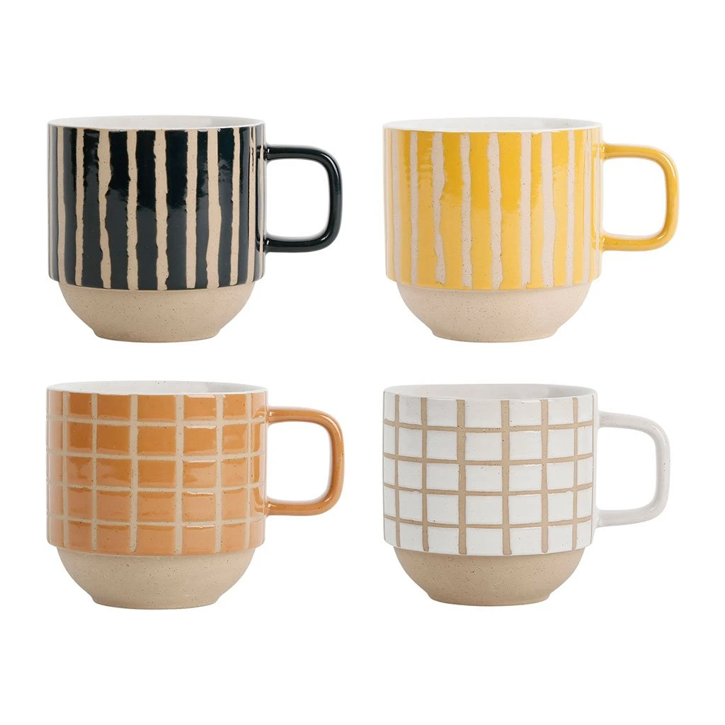 SEMA DESIGN Lot De 4 Tasses En Grès Multicolore - Courba 3 SEMA DESIGN Lot De 4 Tasses En Grès Multicolore - Courba