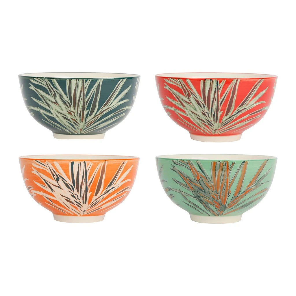SEMA DESIGN Lot De 4 Bols En Grès Vert Et Orange 70cl - Tropic'art 3 SEMA DESIGN Lot De 4 Bols En Grès Vert Et Orange 70cl - Tropic'art