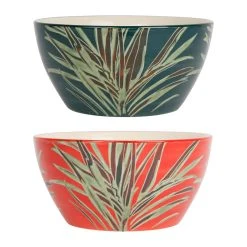 SEMA DESIGN Lot De 2 Saladiers En Grès Rouge Et émeraude - Tropic'art