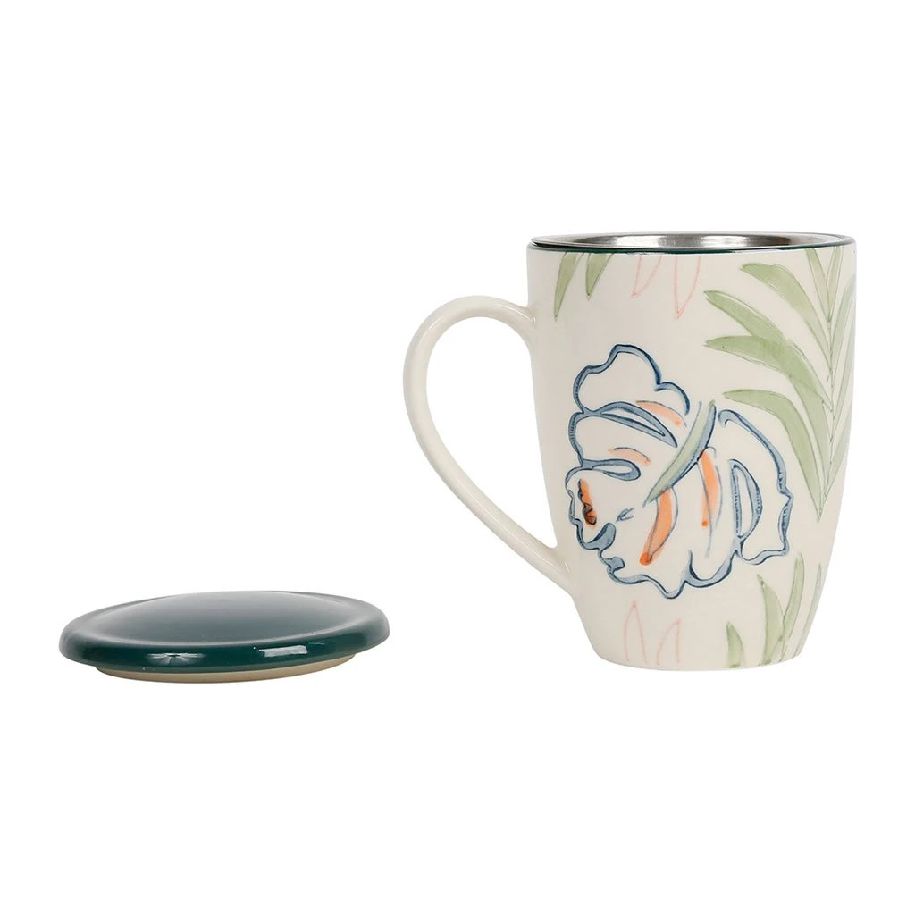 SEMA DESIGN Tisaniere Avec Filtre X2 Tropic'art Vert Et Blanc 30cl 4 SEMA DESIGN Tisaniere Avec Filtre X2 Tropic'art Vert Et Blanc 30cl – Image 2