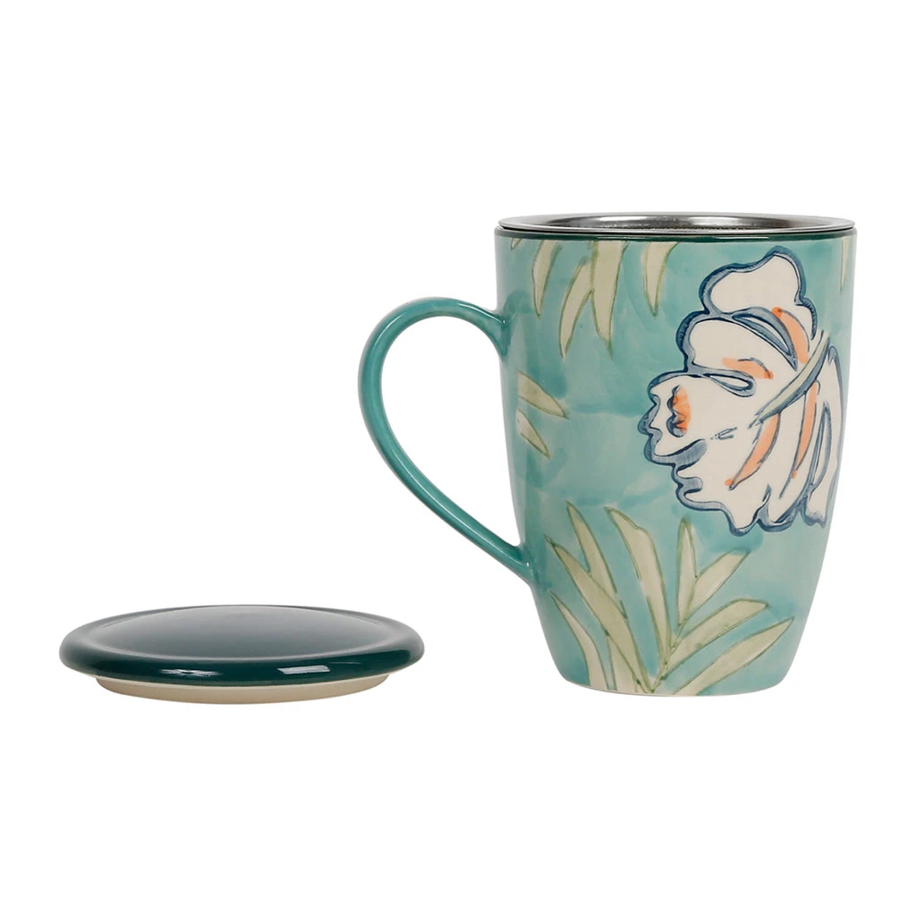 SEMA DESIGN Tisaniere Avec Filtre X2 Tropic'art Vert Et Blanc 30cl 6 SEMA DESIGN Tisaniere Avec Filtre X2 Tropic'art Vert Et Blanc 30cl – Image 4