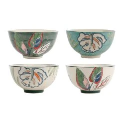 SEMA DESIGN Lot De 4 Bols En Grès Vert Et Blanc 30cl - Tropic'art