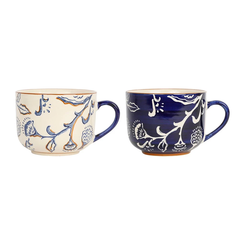SEMA DESIGN Lot De 2 Tasses En Grès Indigo Et Blanc - Eterra 2 SEMA DESIGN Lot De 2 Tasses En Grès Indigo Et Blanc - Eterra