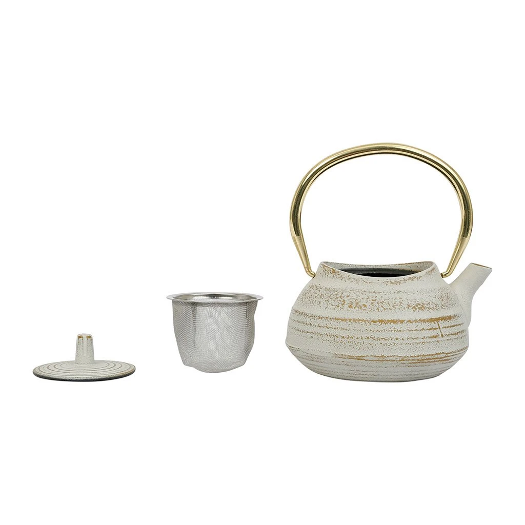 SEMA DESIGN Theiere En Fonte Emaillée Blanc Et Or - Horizon 5 SEMA DESIGN Theiere En Fonte Emaillée Blanc Et Or - Horizon – Image 3