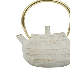 SEMA DESIGN Theiere En Fonte Emaillée Blanc Et Or - Horizon 10 SEMA DESIGN Theiere En Fonte Emaillée Blanc Et Or - Horizon -Côté Table Store 76186 DET03 WEB