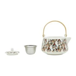 SEMA DESIGN Theiere En Porcelaine Blanc Et Feuille - Exaltation -Côté Table Store 76430 DET03 WEB