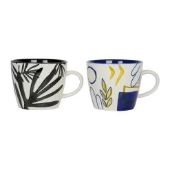 SEMA DESIGN Lot De 2 Tasses à Thé En Grès Bleu Et Blanc - Arty Folk