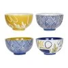 SEMA DESIGN Lots De 4 Bols En Grès Bleu Et Moutarde 35cl - Arty Folk