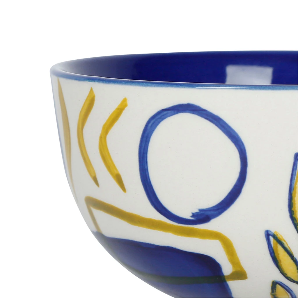SEMA DESIGN Lots De 4 Bols En Grès Bleu Et Moutarde 35cl - Arty Folk 4 SEMA DESIGN Lots De 4 Bols En Grès Bleu Et Moutarde 35cl - Arty Folk – Image 2
