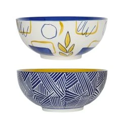 SEMA DESIGN Lot De 2 Saladiers En Grès Bleu - Arty Folk Bleu