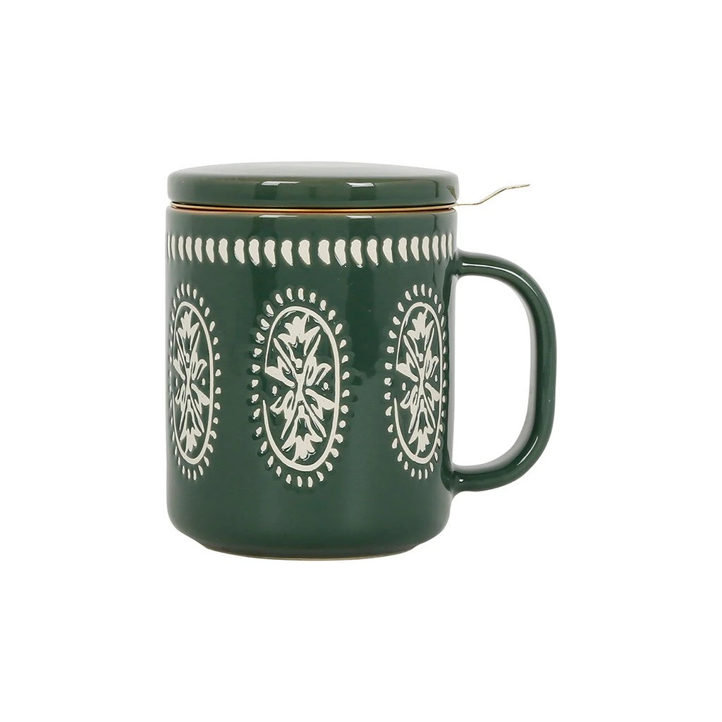 SEMA DESIGN Tisaniere En Grès Avec Filtre Vert - Romance Vegetal 3 SEMA DESIGN Tisaniere En Grès Avec Filtre Vert - Romance Vegetal