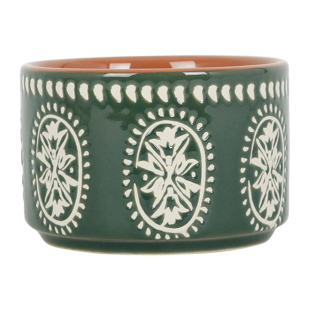 SEMA DESIGN Lot De 3 Coupelles En Grès Et Plateau Terracotta, Vert Et Blanc - Romance Vegetal 7 SEMA DESIGN Lot De 3 Coupelles En Grès Et Plateau Terracotta, Vert Et Blanc - Romance Vegetal – Image 5