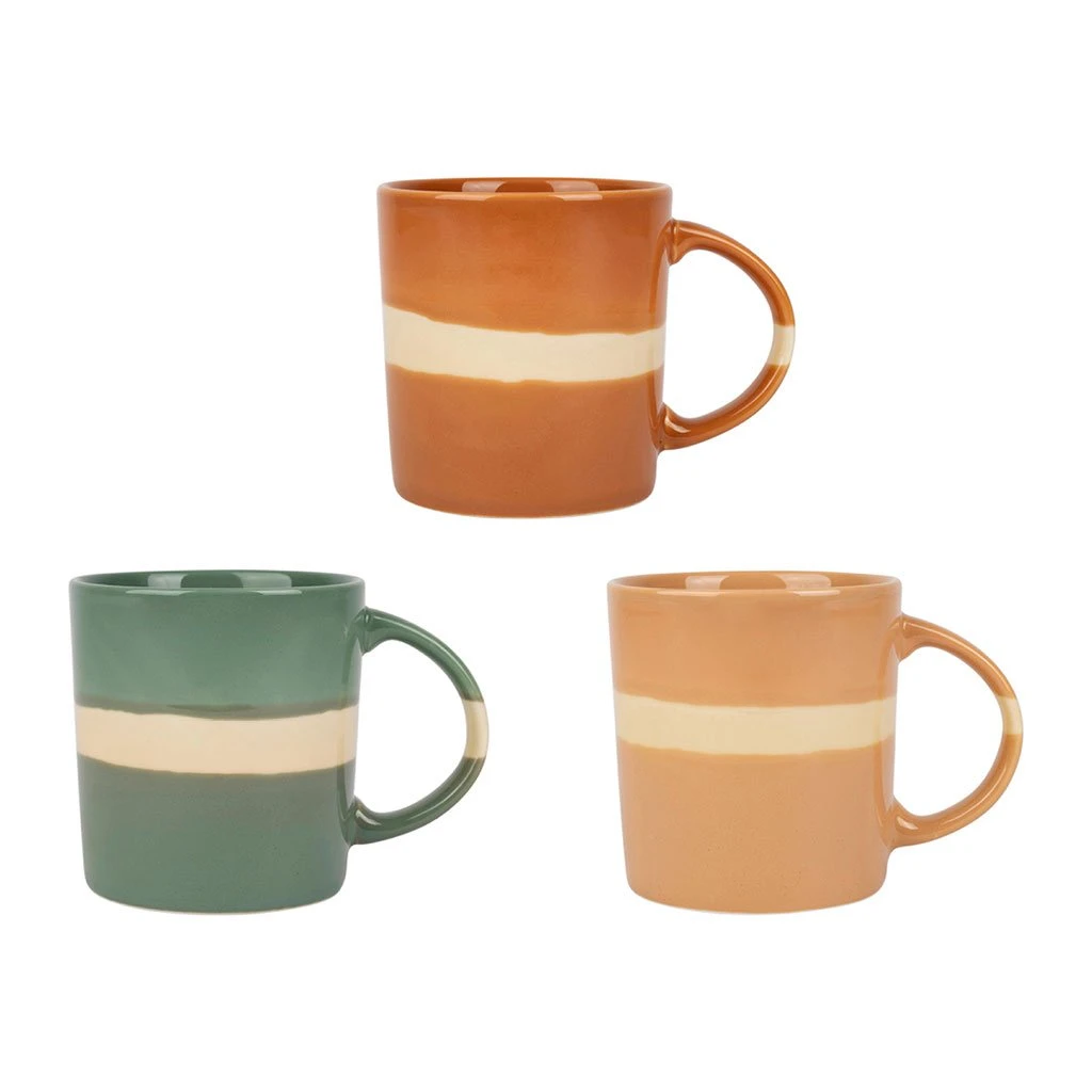 SEMA DESIGN Mugs X3 Terracotta, émeraude Et Corail 37.5cl En Porcelaine - Sweet Leaves 3 SEMA DESIGN Mugs X3 Terracotta, émeraude Et Corail 37.5cl En Porcelaine - Sweet Leaves