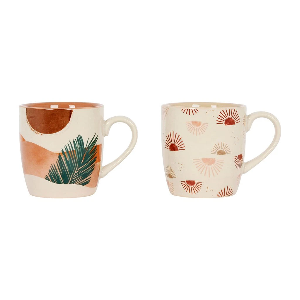 SEMA DESIGN Mugs X2 Terracotta Et Vert 30cl En Porcelaine - Sweet Leaves 3 SEMA DESIGN Mugs X2 Terracotta Et Vert 30cl En Porcelaine - Sweet Leaves