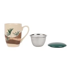 SEMA DESIGN Tisanière Terracotta Et Vert En Porcelaine Avec Filtre 37.5cl - Sweet Leaves -Côté Table Store 76894 DET02 WEB