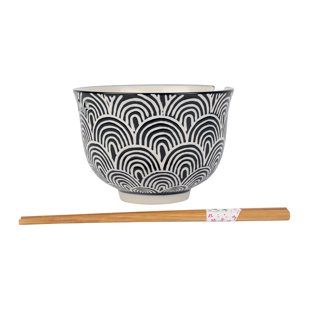 SEMA DESIGN Bols X2 Arc En Ciel Taupe Et Bleu Marine En Grès Et Baguettes En Bambou - Blue Sand 4 SEMA DESIGN Bols X2 Arc En Ciel Taupe Et Bleu Marine En Grès Et Baguettes En Bambou - Blue Sand – Image 2