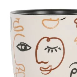 SEMA DESIGN Gobelets X3 Visage Beige Et Brun 10cl En Grès - Terre Brulée -Côté Table Store 76977 DET01 WEB