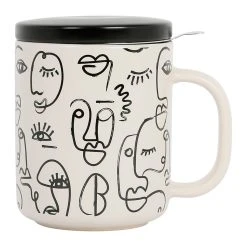 SEMA DESIGN Tisanière Visage Beige En Grès Avec Filtre 45cl -terre Brulée