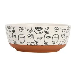 SEMA DESIGN Saladier Visage Beige Et Brun En Grès - Terre Brulée