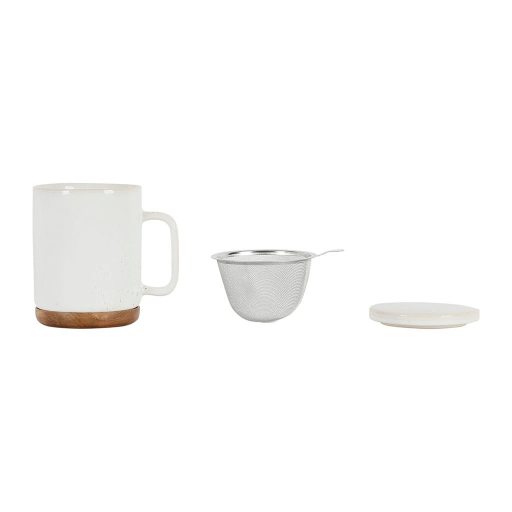 SEMA DESIGN Tisanière Avec Filtre Blanc Moucheté 45cl En Grès Et Dessous En Bois - Nordika 4 SEMA DESIGN Tisanière Avec Filtre Blanc Moucheté 45cl En Grès Et Dessous En Bois - Nordika – Image 2