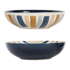 SEMA DESIGN Coupes X2 Rayé Bleu Et Beige D22cm En Grès - Blue Sand