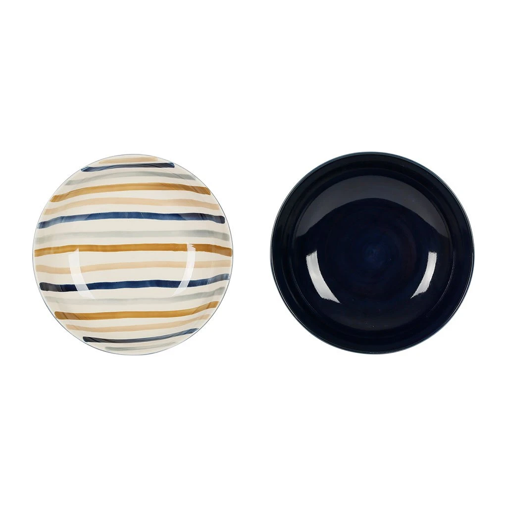 SEMA DESIGN Coupes X2 Rayé Bleu Et Beige D22cm En Grès - Blue Sand 4 SEMA DESIGN Coupes X2 Rayé Bleu Et Beige D22cm En Grès - Blue Sand – Image 2