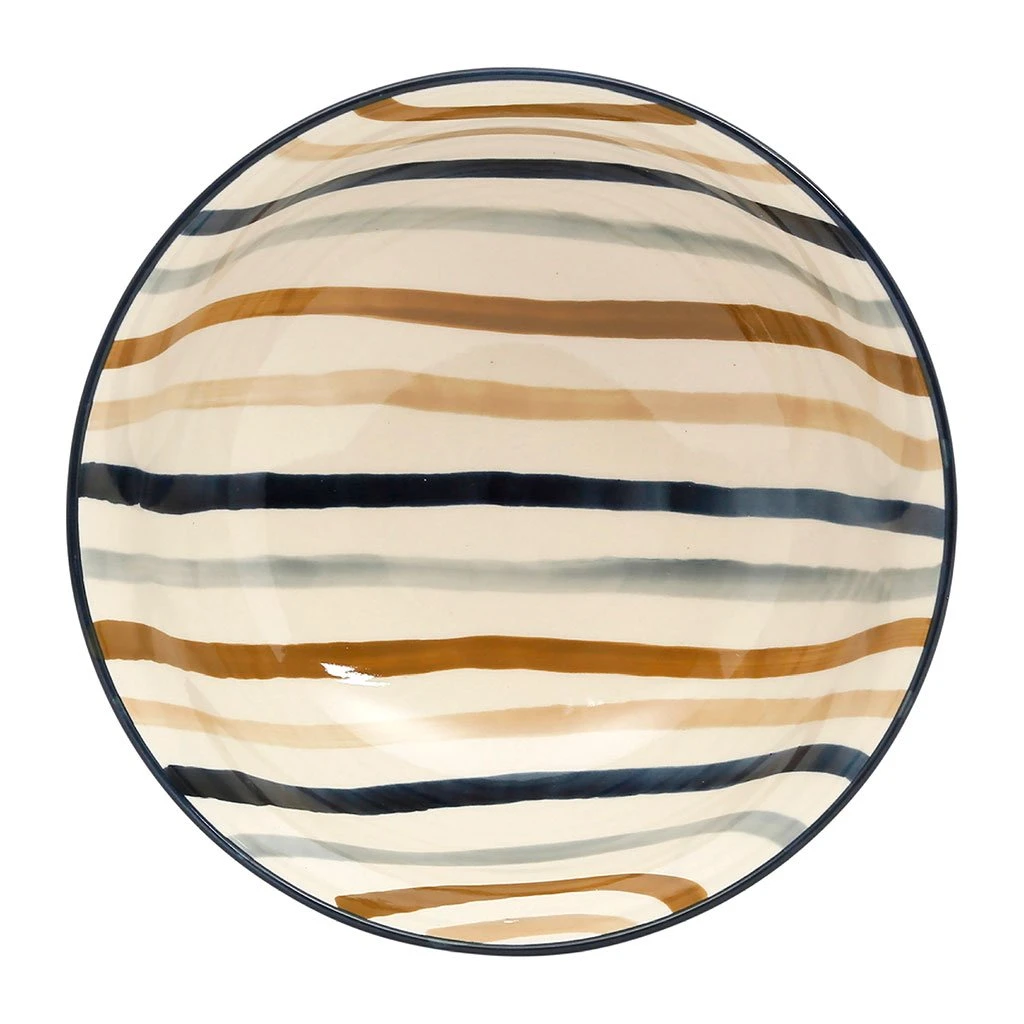 SEMA DESIGN Saladier Rayé Bleu Et Beige D23cm En Grès -blue Sand 4 SEMA DESIGN Saladier Rayé Bleu Et Beige D23cm En Grès -blue Sand – Image 2