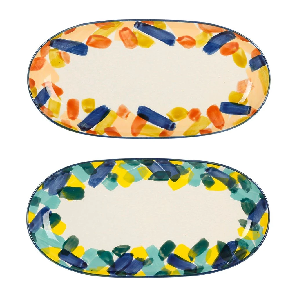 SEMA DESIGN Plats Ovales X2 Multicolore En Grès - Belle Vie 2 SEMA DESIGN Plats Ovales X2 Multicolore En Grès - Belle Vie