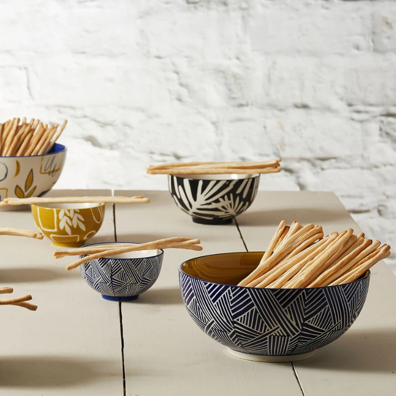 SEMA DESIGN Lot De 2 Saladiers En Grès Bleu - Arty Folk Bleu 6 SEMA DESIGN Lot De 2 Saladiers En Grès Bleu - Arty Folk Bleu – Image 4