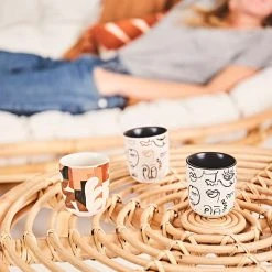 SEMA DESIGN Gobelets X3 Visage Beige Et Brun 10cl En Grès - Terre Brulée -Côté Table Store e1a98 amb hd fds cat23 5922